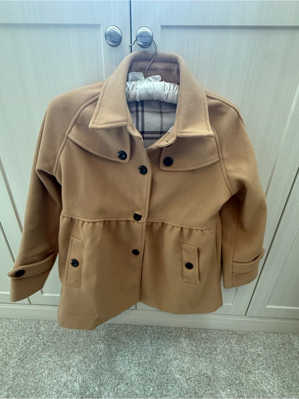 Girls Camel Peacoat Jacket